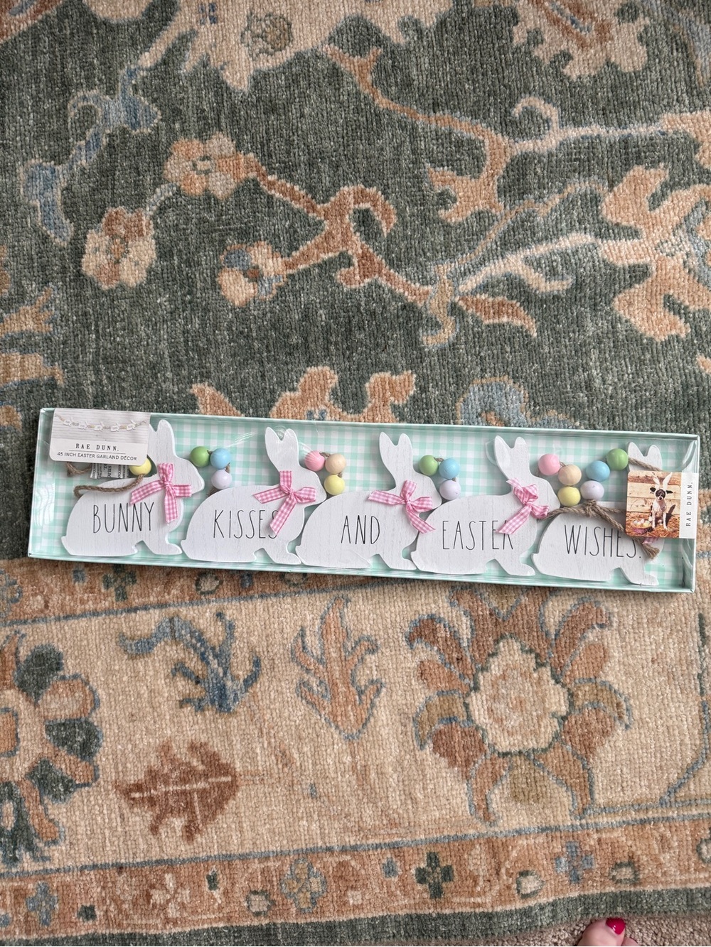Rae Dunn Pastel Bunny Easter Garland - White Bunnies with Pink Accents